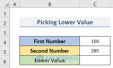 Pick Lower Value Between Two Numbers with Excel Formula