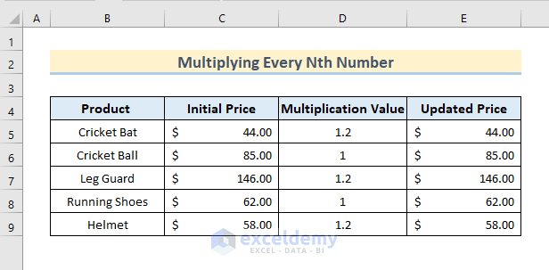 Multiply Every Nth Number Using Paste Special