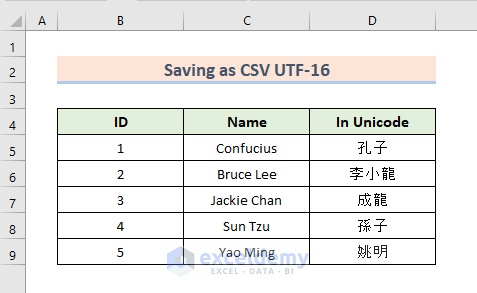 Save as CSV UTF-16