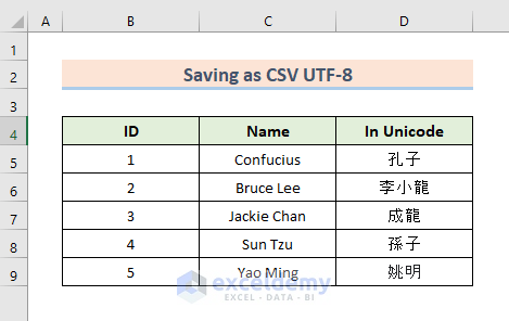 Save as CSV UTF-8