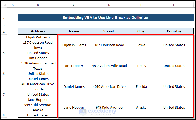 Applying VBA to Use Line Break as Delimiter in Excel Text to Columns Feature