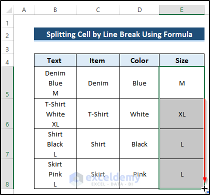 Split Cell by Line Break Applying Formula in Excel