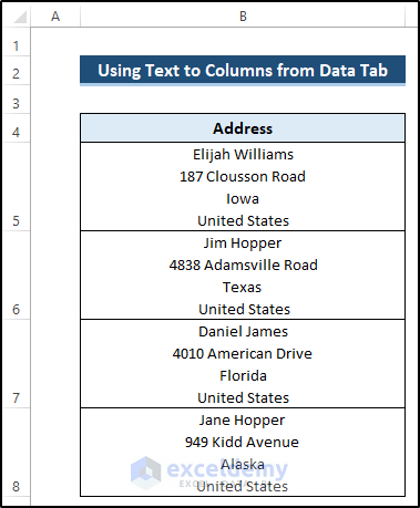 Using Text to Columns from Data Tab to Use Line Break as Delimiter in Excel Text to Columns