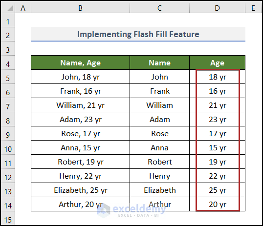 Implementing Flash Fill Feature to text to columns without overwriting in Excel