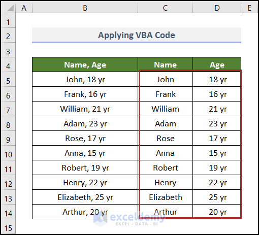 Applying VBA Code to convert text to columns without overwriting in Excel