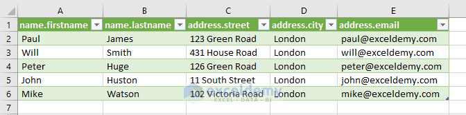 extract data from xml to excel