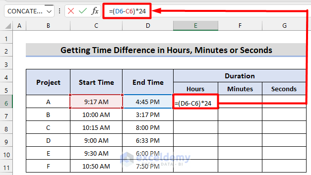 Subtract time in Excel and Get Time Difference in Hours, Minutes or Seconds