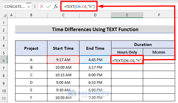 Subtract time in Excel and Get Time Difference in HH:MM:SS, HH:MM, etc. Formats Using TEXT Function