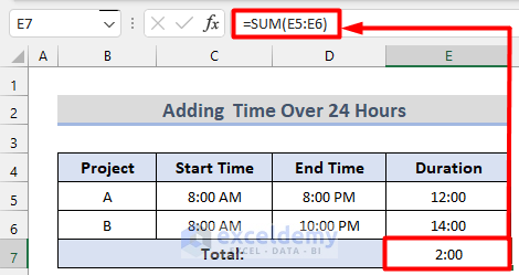 Adding Time in Excel Over 24 Hours