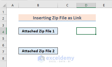 Insert Zip File to Excel Sheet as Link