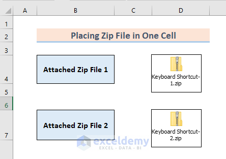 Place Zip File in One Cell of Excel Sheet