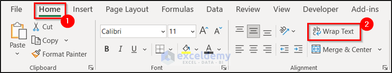 how to wrap a text in excel