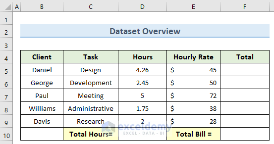 how to calculate billable hours in excel
