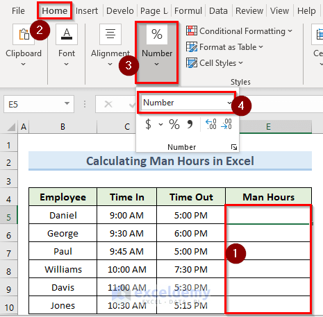 How to Calculate Man Hours in Excel