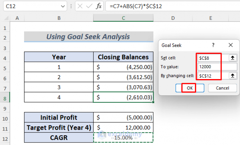 How to Calculate CAGR with Negative Number in Excel (2 Ways)