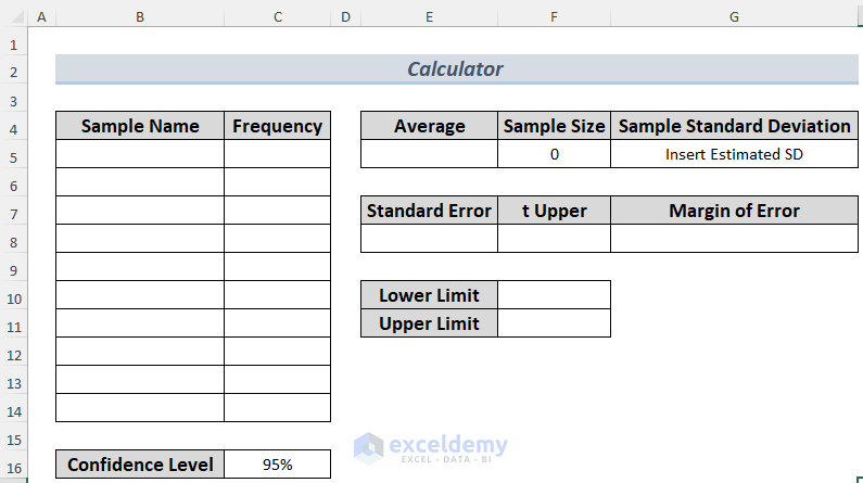 how to calculate confidence interval without standard deviation in excel