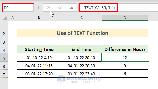 Get Hours from Date and Time with Excel TEXT Function