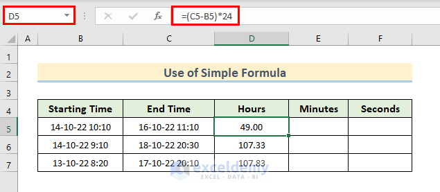 Count Hours, Minutes, Seconds Using Simple Formula