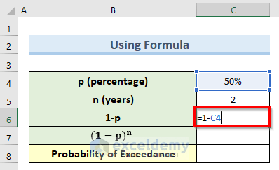 formula to calculate probability of exceedance in excel