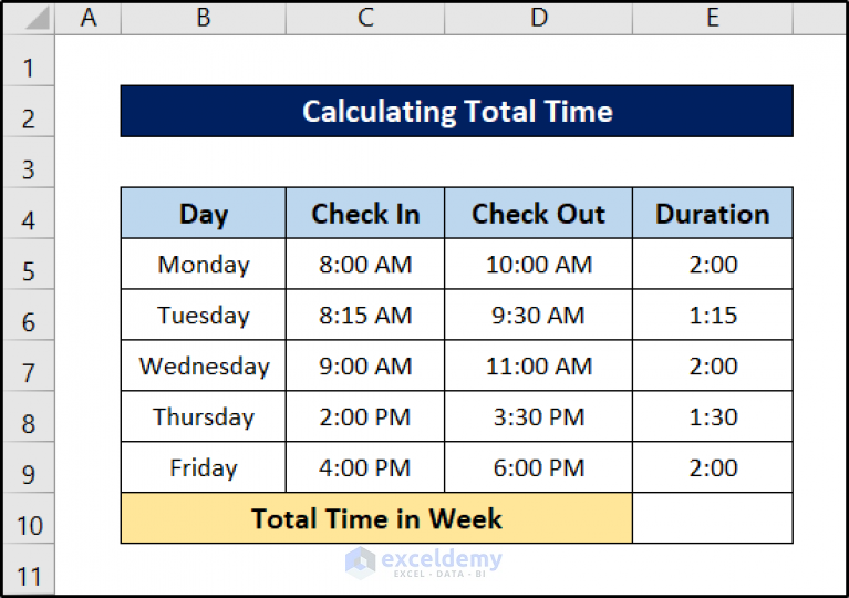 How To Calculate Total Time In Excel 6 Suitable Examples 