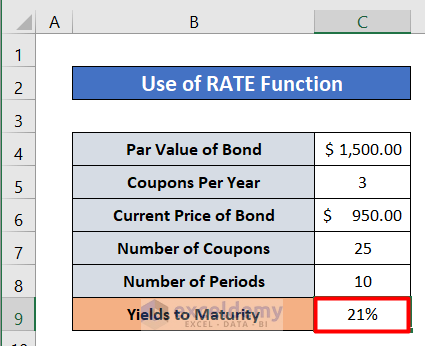 Calculating YTM of a Bond Using RATE Function