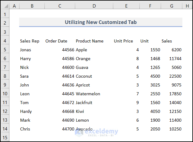 Clear Formatting using customized tab in Excel