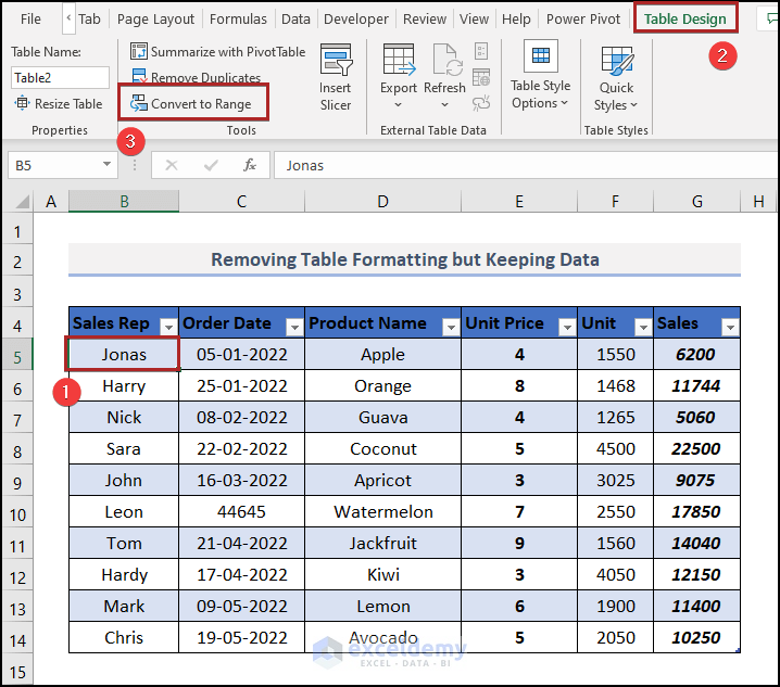 How to Remove Table Formatting in Excel but Keep Data
