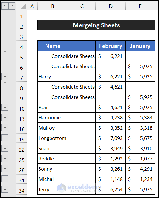 Merge Two Sheets in Excel