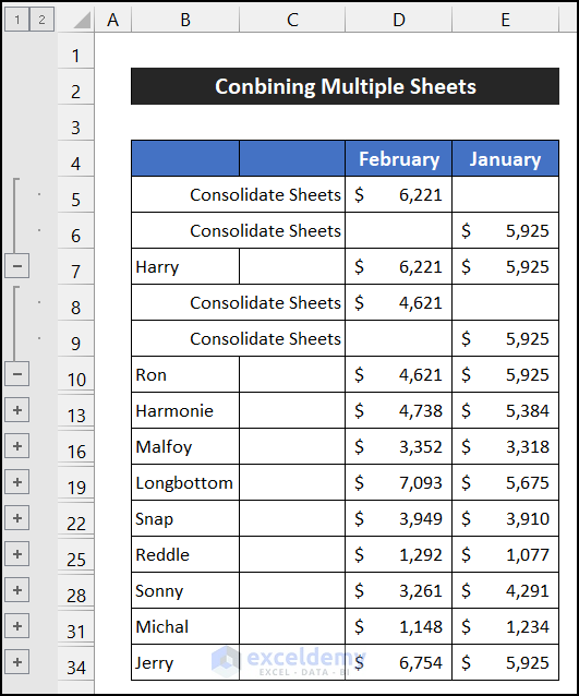 Combine or Consolidate Multiple Sheets in One Excel Workbook