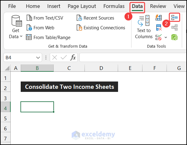 Lunching Consolidate Dialog Box to Consolidate Sheets