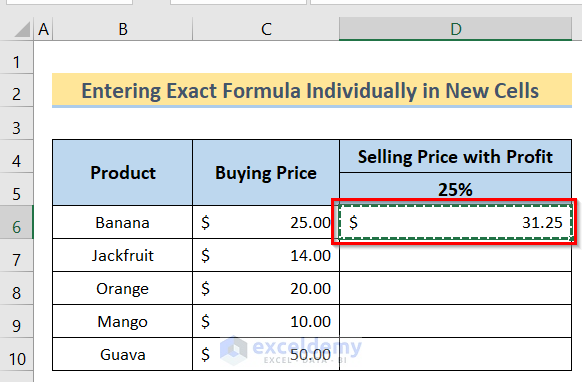 Copying Cell to Copy a Formula in Excel Without Changing Cell References