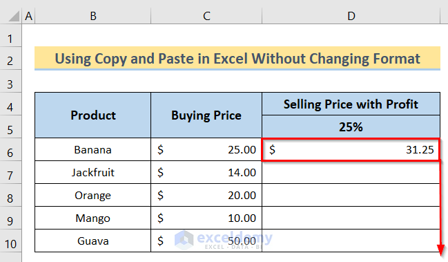 Use Fill Handle to Copy a Formula in Excel Without Changing Cell References