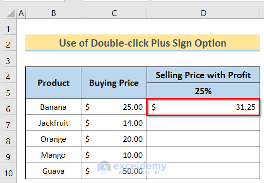 Dataset to Copy a Formula in Excel Without Changing Cell References