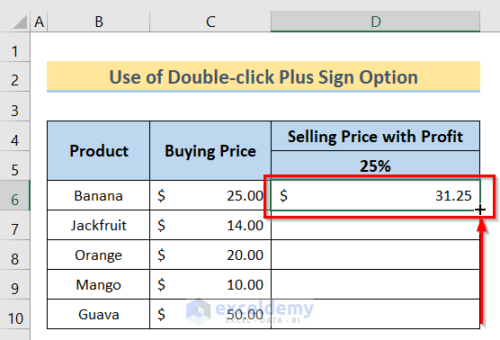 Double-click to Copy a Formula in Excel Without Changing Cell References