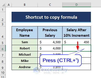 Keyboard Shortcut to copy and paste formulas in Excel without changing cell references