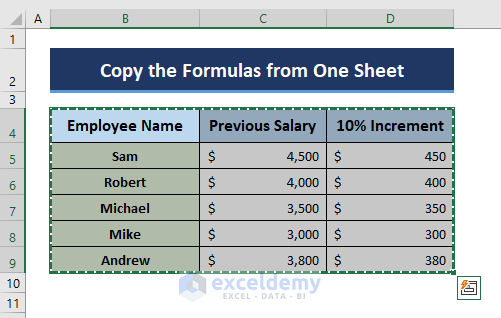 Copy Formulas from one Sheet Without Changing Cell References in Excel