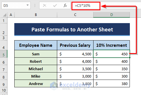 Paste Formulas from one Sheet Without Changing Cell References in Excel
