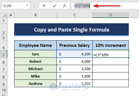 How to Copy and Paste Single Formula without Changing Cell References in Excel