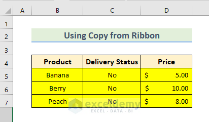 how to copy only highlighted cells in excel from ribbon