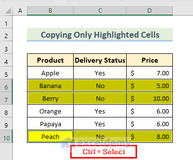 Copy Non-Adjacent Highlighted Cells Without Sorting