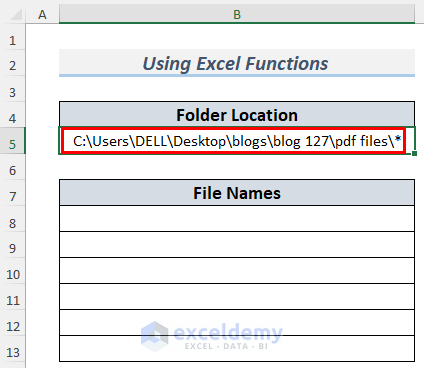 how to copy pdf file names into excel method 7