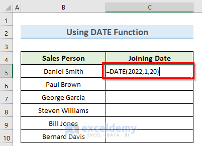 using date function to copy the same date in excel