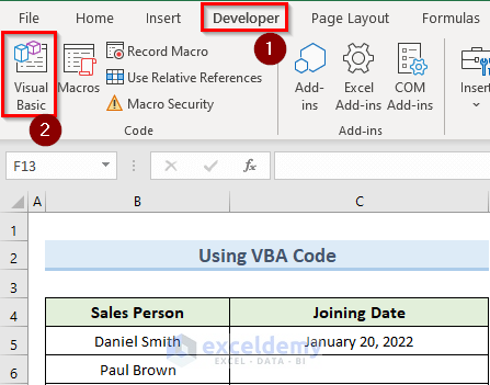 using vba code to copy the same date in excel