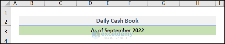 Create Title for Cash Book in Excel