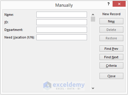 Create a Questionnaire Manually in Excel