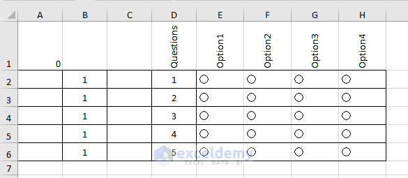 Apply Excel VBA to Create a Questionnaire