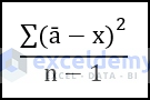 Mathematical expression to find variance for sample data