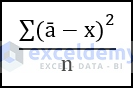 Mathematical expression to find variance for population data