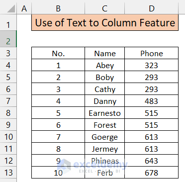 Utilise Text to Columns Feature to Split Cells