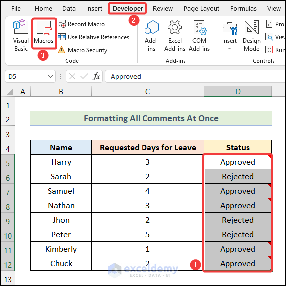 How to Format All Comments At Once in Excel